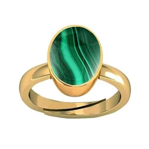 Anello placcato G pietra preziosa malachite naturale 12,25 ratti certificato ... - Foto 1 di 7