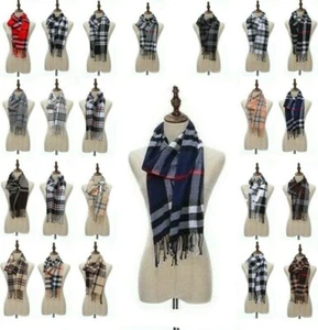 Winter Warm Premium Cashmere Scarf Solid Plaid Wool SCOTLAND for Men Women New - Picture 1 of 32