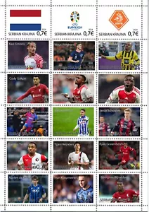 Foglio Francobolli Calcio Olanda Euro 2024 Serbia Emissione Non Ufficiale - Foto 1 di 1