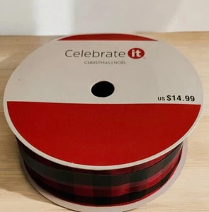 Cinta Jumbo con cable roja y negra a cuadros 2-1/2" x 75 pies (22,86 metros) ¡NUEVA! - Imagen 1 de 3