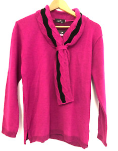 Womens Jumper L/XL Cerise Pink Roll Neck with Mock Scarf Detail by Monique BNWT