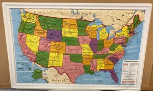 Nystrom Raised Relief Bright Colors / Map of the United States - 28" X 18" VG - Picture 1 of 4