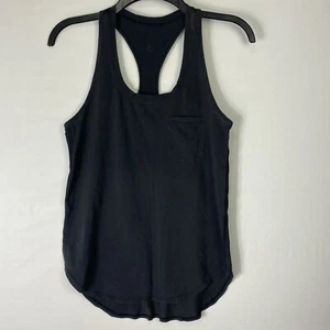 Lululemon Womens Tank Yogi Racerback Chest Pocket Black Size Medium No Size Dot - Picture 1 of 7