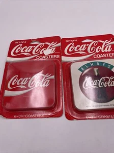Lot Of 2 Vintage Coca Cola Coasters Set Of 6 6-3 3/4” - Picture 1 of 5