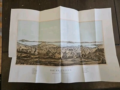 1857 California Color Map Antique View of San Francisco, Henry Bill, Bird's Eye - Image 1 of 4