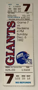 Giants Redskins NFL Full Season Ticket Stub 12/6/1992 Art Monk Touchdown TD - Picture 1 of 2