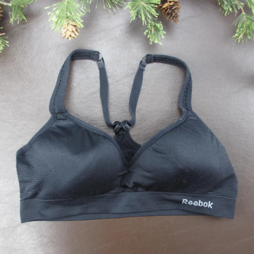 Sujetador deportivo Reebok L negro ligeramente acolchado suéter inalámbrico Foto 1 de 4