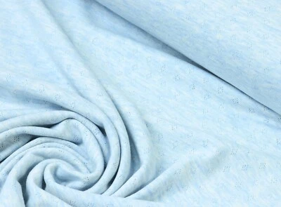Fein Strickjersey Stoff Pointoille Lochmuster Rauten Hellblau melier EUR 12,98/m - Bild 1 von 2
