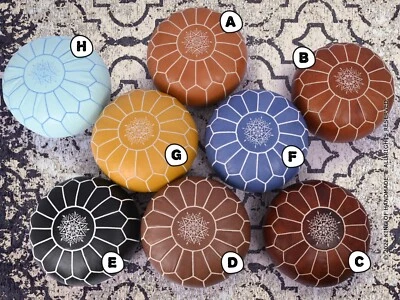 STUFFED Ottoman Pouf Moroccan leather,  handmade footstool, Home Decoration - Image 1 of 4