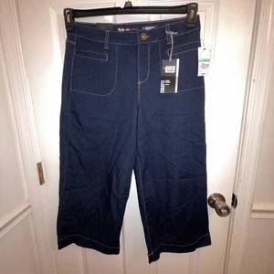Style & Co. Denim Tummy Control Mid Rise Culotte Denim Cropped Pants Size 8 NWT - Picture 1 of 7