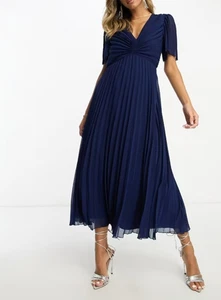 ASOS Design Women's Accordion Pleated Maxi Lined Chiffon Dress Size 8 - Picture 1 of 11