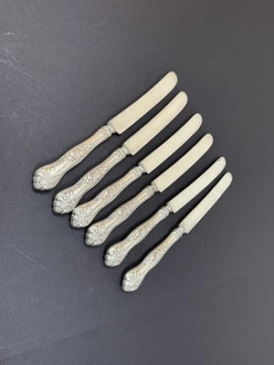 Old French Hollow Knives with Bolster Holly Pattern (Silverplate, 1904-1907)  - Image 1 of 2