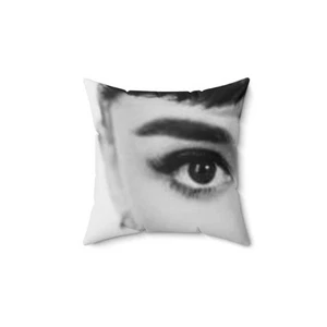 Square Pillow, Unique Eye Design Vintage Pillow, Audrey Hepburn Eyes - Picture 1 of 4