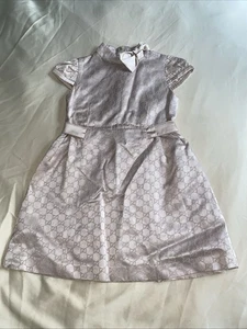 Children’s Girls Rose Gold Shortsleved Gucci Dress SIZE:6 YEARS - Picture 1 of 7