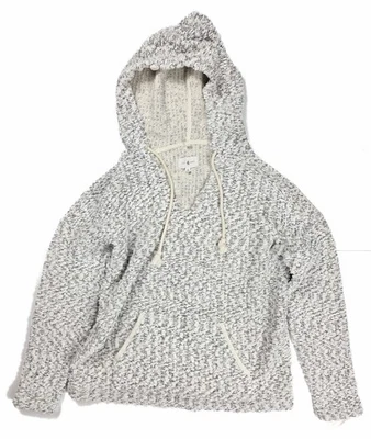 Loft Lou & Grey Cream/Gray Marled Boucle Pullover V Neck Hoodie Women's Size S - Image 1 of 4