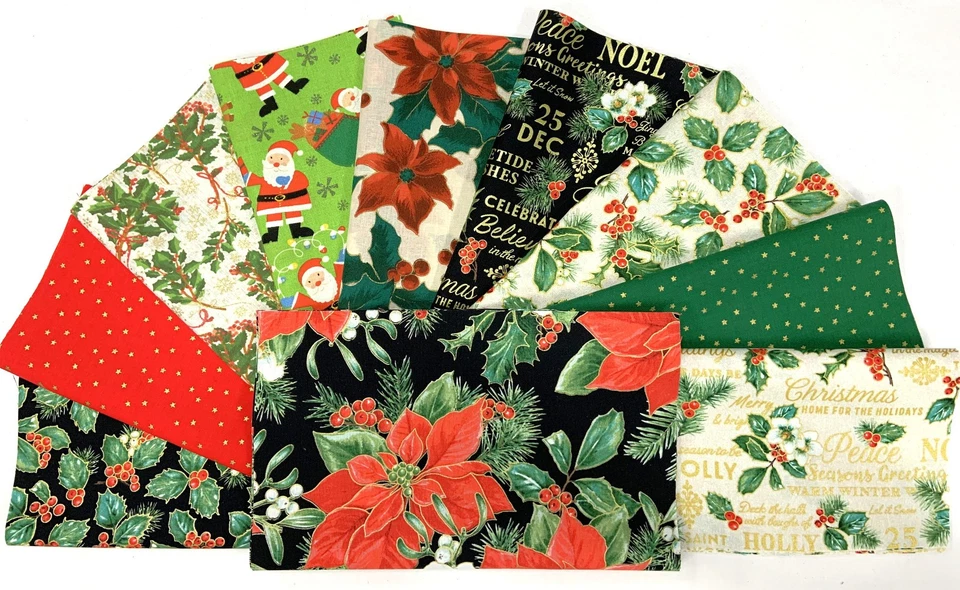 Christmas Gold Sparkle Layer Cake 40 -10" Squares Quilting & Sewing Fabric - Image 1 of 1