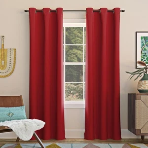 Sun Zero Easton Blackout Energy Efficient Grommet Curtain Panel 40x63 Red - Picture 1 of 7