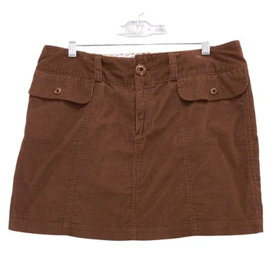 Horny Toad & Co 灯芯绒迷你裙棕色女式 12 码口袋休闲 — 第 1/4 张图片