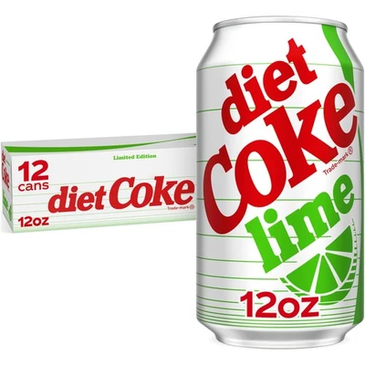 Diet Coke Lime Soda Soft Drink Fridge Pack Cans, 12 fl oz, 12 Pack