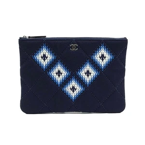CHANEL Vintage Silber O CASE Clutch aus tiefblauem Filz Tweed 28er 145697828 - Picture 1 of 10