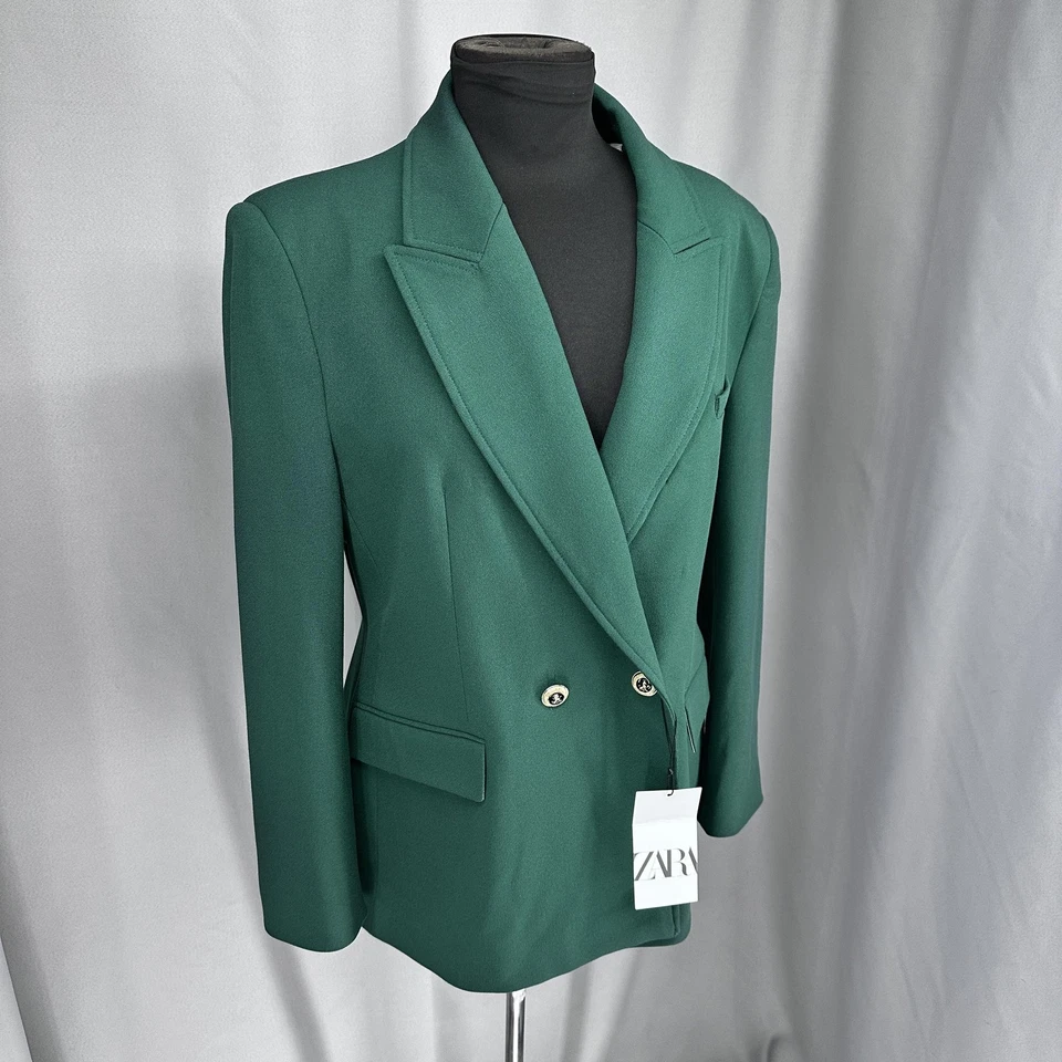 Blazer Zara Mujer Medio Verde Doble Pecho Estructurado Traje Chaqueta Nuevo Foto 1 de 1