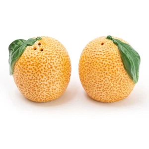 Orange Salz & Pfefferstreuer Keramik Obststreuer Kruzifix Set - Bild 1 von 1