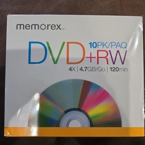 Memorex DVD-RW Blank Discs 4X 4.7GB /Go 120min 10-Pack New Sealed Condition - Picture 1 of 3