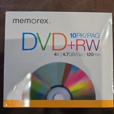 Memorex DVD-RW Blank Discs 4X 4.7GB /Go 120min 10-Pack New Sealed Condition - Image 1 of 3