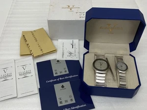 CLAUDIO VALENTINO Par Reloj Plateado Acero Inoxidable Hombre Grande Mujer Conjunto - Imagen 1 de 12
