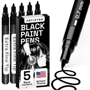 Black Paint Pens for Rock Painting, Stone, Ceramic, Glass, Wood, Tire, Fabric... - Picture 1 of 6