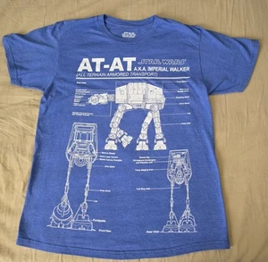 Star Wars T-Shirt Size M AT-AT Blueprint Imperial Walker Blue A2 - Picture 1 of 7