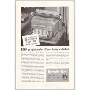 1949 Remington Electric Typewriter Vtg PRINT AD Deluxe Remington Rand - Picture 1 of 1