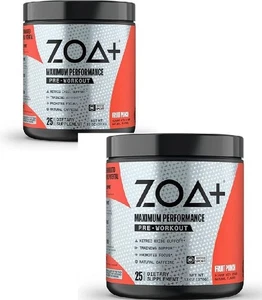2 NEW ZOA Zero Sugar Pre Workout Powder Fruit Punch Electrolytes Creatine 25 - Picture 1 of 1