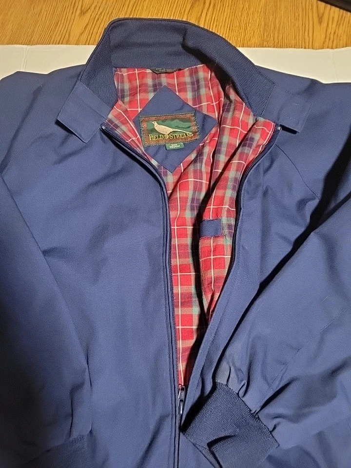 Vintage Field & Stream Bomber Jacket Men's M Blue 90s Bi Swing Plaid Lined - Image 1 of 4