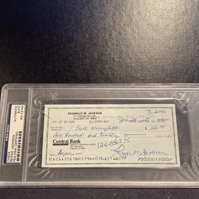 Reggie Jackson Signed Bank Check (PSA) Certified - Image 1 of 4