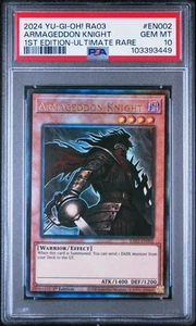 2024 PSA 10 YUGIOH RA03 ARMAGEDDON KNIGHT 1st EDITION ULTIMATE RARE - Picture 1 of 2