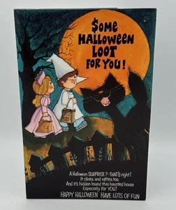 Vintage Halloween Greeting Card 1978 American Greeting Coin Holder Cat Witch - Picture 1 of 4