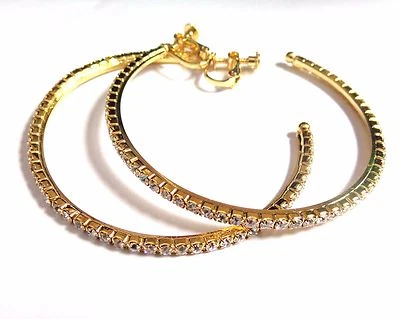 PENDIENTES CLIP PENDIENTES ARO ESTRÁS TONO PLATA U ORO TALLAS SURTIDAS Foto 1 de 4