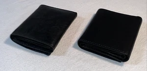 Nos Croft Barrow Leather Wallet Lot x2 Men's Black Genuine Trifold Bifold Zipper - Picture 1 of 24