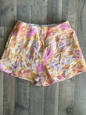 H&M Floral Print  Linen Blend Shorts Elastic Waist Size 6