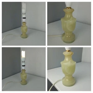 VINTAGE 1950s - Jade Green Marble Brass Table Lamp - 23cm Tall - RETRO - Picture 1 of 7