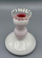 Vintage 1050’s Fenton Art Glass Peach Crest Single Candle Holder