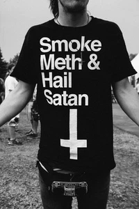 Camiseta Smoke Meth & Hail Satan Hipster Skater Hipsta - Imagen 1 de 3