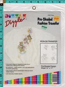 "Bears" ©1989 Dizzle Pre-Shaded Fashion Transfer # 50001 SEALED 14" x 17" Sheet - Picture 1 of 4