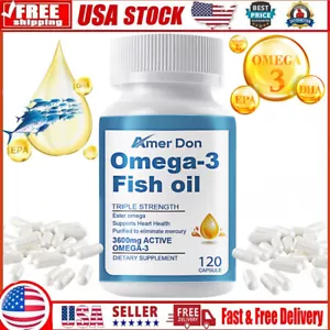 Fish Oil 3600 mg with Omega 3 EPA & DHA - Triple Strength Omega 3 Supplement 120 - Picture 1 of 11
