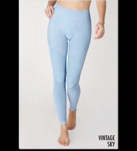 New High Waisted Moto Designed Leggings in Vintage Blue - Picture 1 of 1