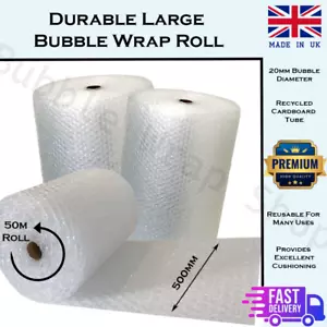 500mm x 50m Large (20mm) Bubble Wrap Roll - For Safe Poly Packing & Protection - Picture 1 of 6