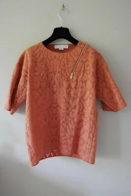 NUEVO STELLA MCCARTNEY Estampado de Leopardo Naranja Cremallera Frontal Top UK10/12 S/M Foto 1 de 4
