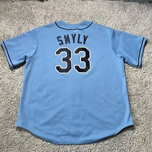 Majestic Tampa Bay Rays Smyly Blue Button Up Baseball Jersey XXL Rare MLB - Picture 1 of 11