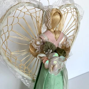 Natural Raffia Straw Angel Christmas Tree Table Topper Corn Husk Handmade 9” - Picture 1 of 11